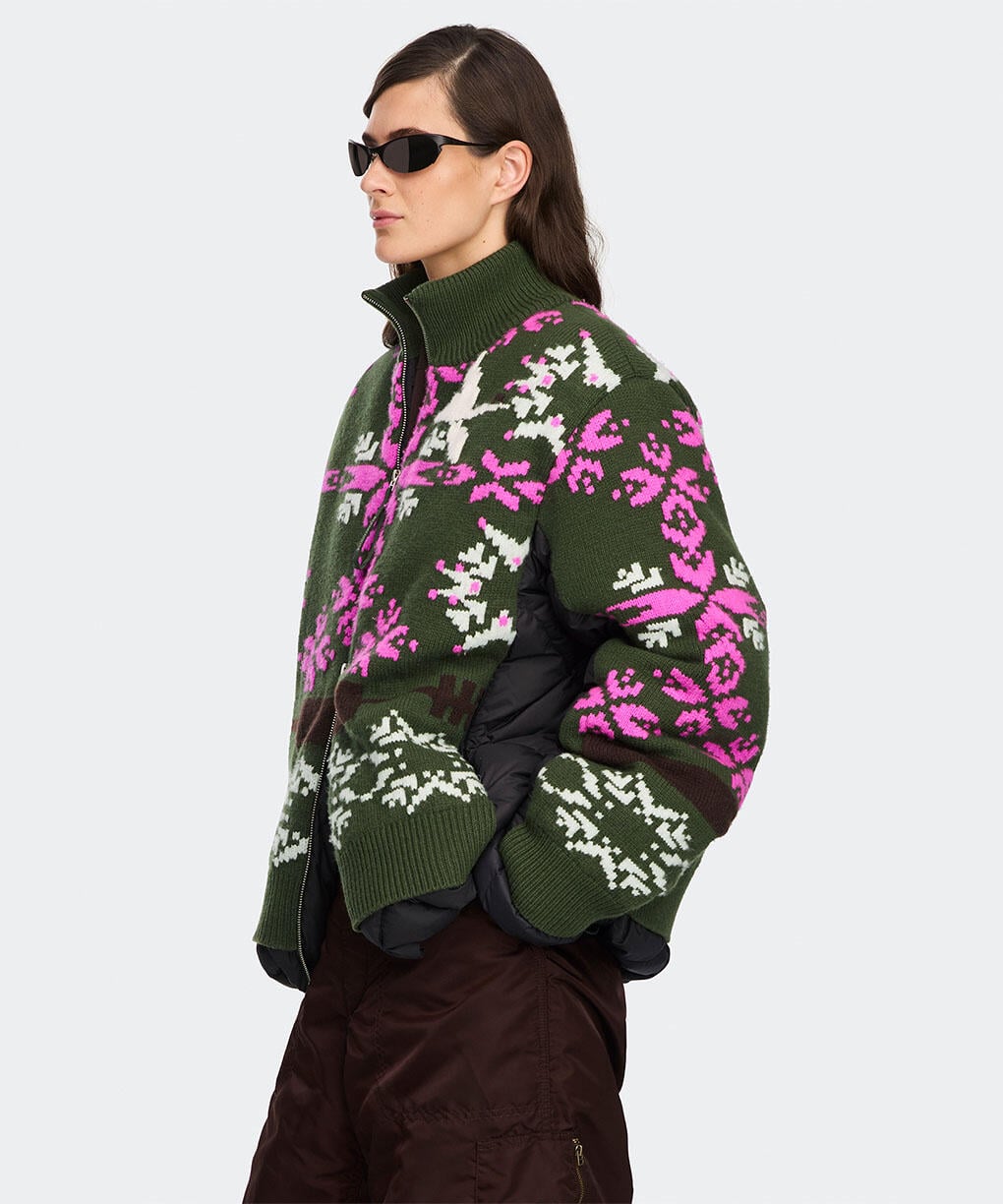 Moss Khaki/Orchid Print