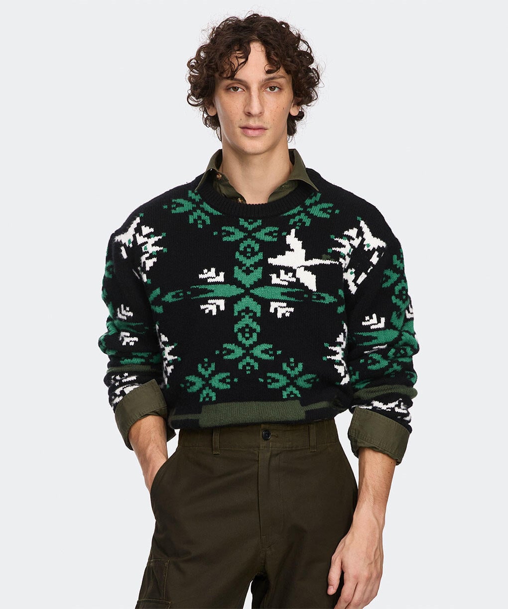 Black/Moss Khaki Print