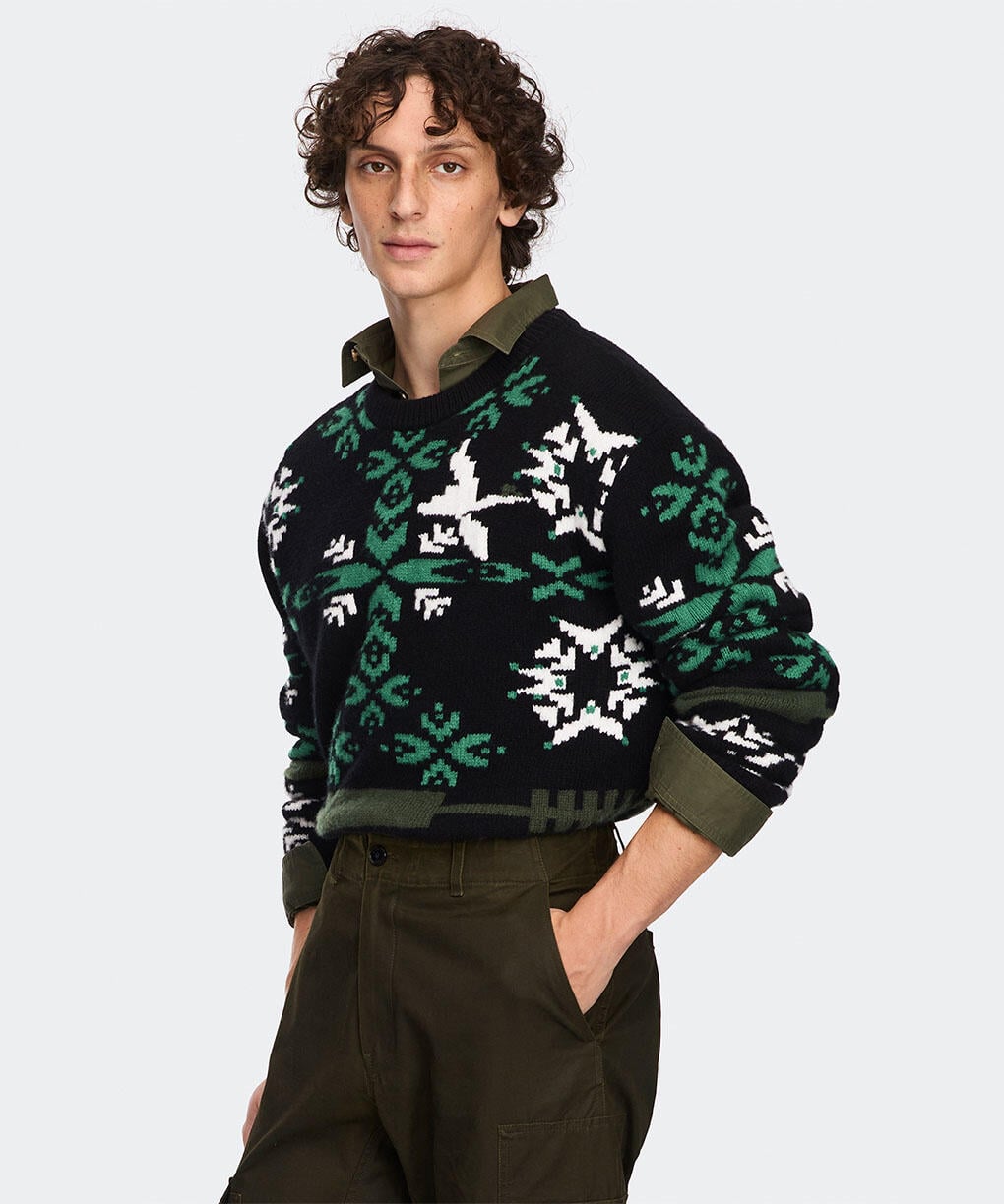 Black/Moss Khaki Print